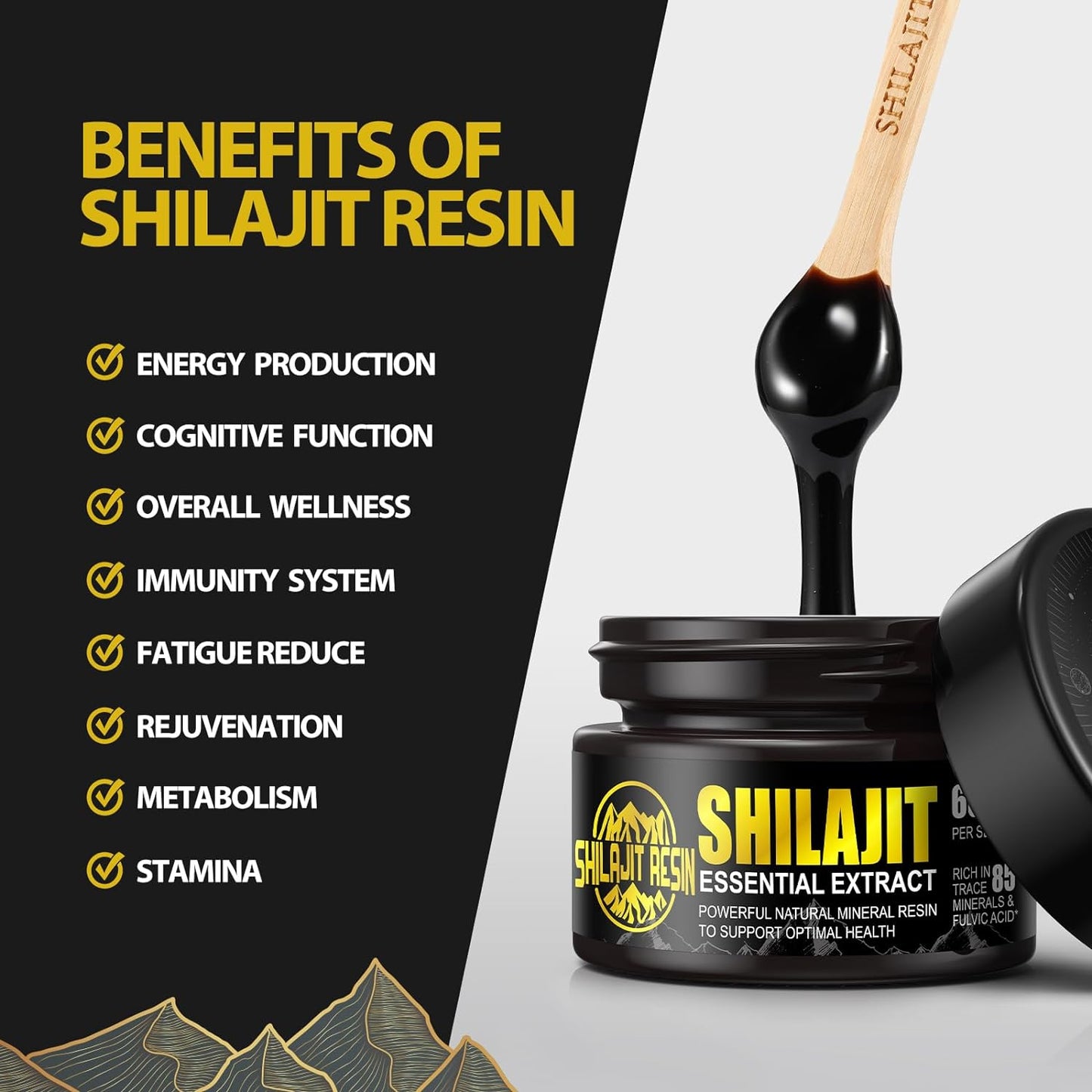 1.76oz/50g Shilajit, Pure Himalayan Shilajit Resin, 100% Natural Shilajit Supplement, With 85+ Trace Minerals & Fulvic Acid, For Focus & Energy, Immunity, Gift Outfi