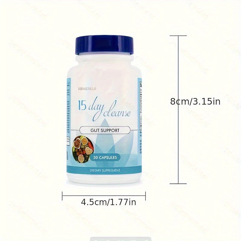 15-Day Cleanse - Advanced Fiber Formula -Senna leaves,sikara sagrada, psyllium husk, aloe vera leaf gel, licorice root extract, flaxseed meal and Lactobacillus acidophilus-30Capsules