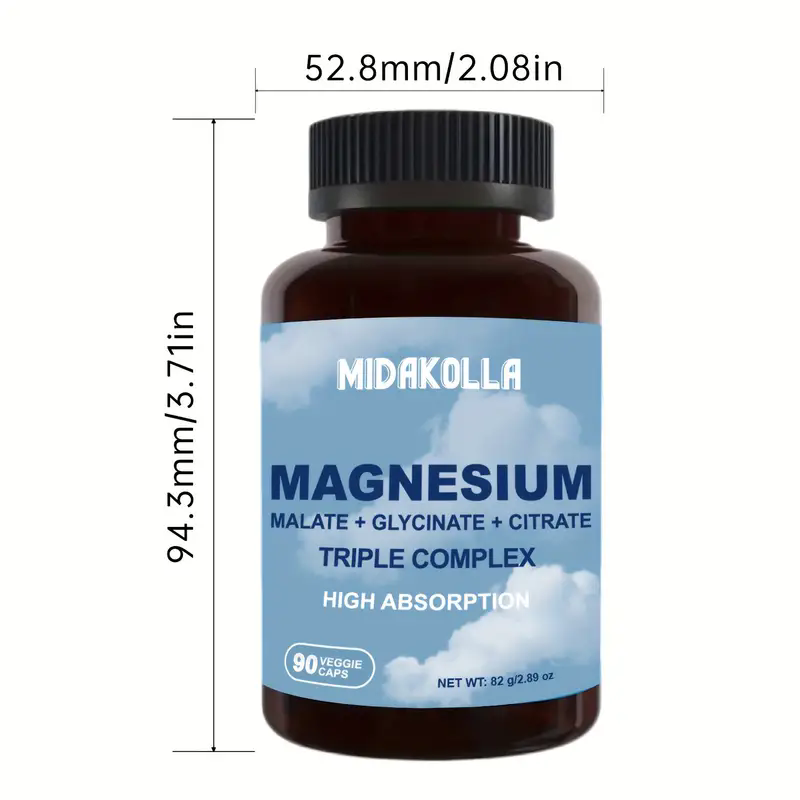 Triple Magnesium Complex|300mg of Magnesium Glycinate, 90 Capsules